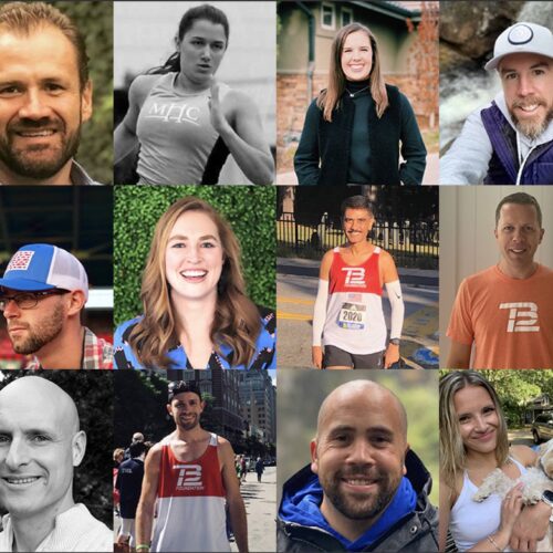 Collage of TB12's Boston Marathon team in 2021